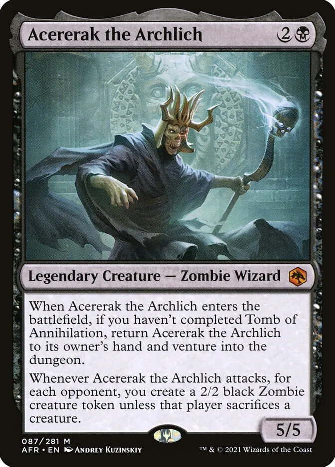 2021 Adventures in the Forgotten Realms Acererak the Archlich mythic #87 mythic card image