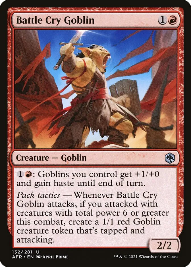 2021 Adventures in the Forgotten Realms Battle Cry Goblin uncommon #132 uncommon card image