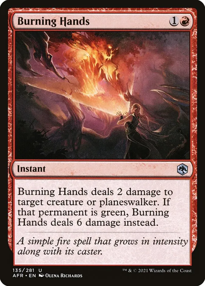 2021 Adventures in the Forgotten Realms Burning Hands uncommon #135 uncommon card image