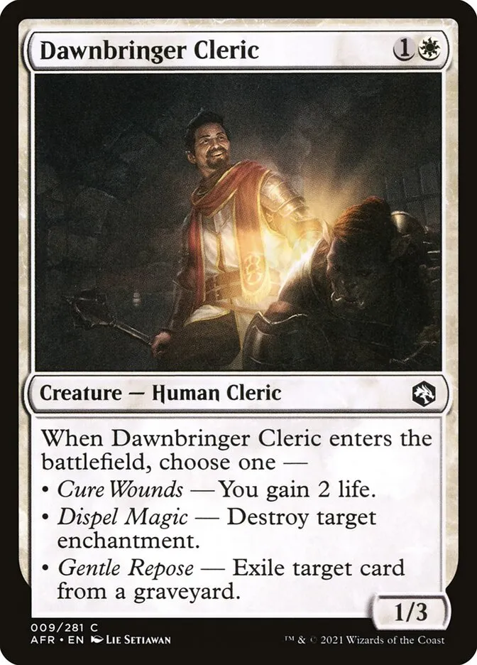 2021 Adventures in the Forgotten Realms Dawnbringer Cleric common #9 common card image