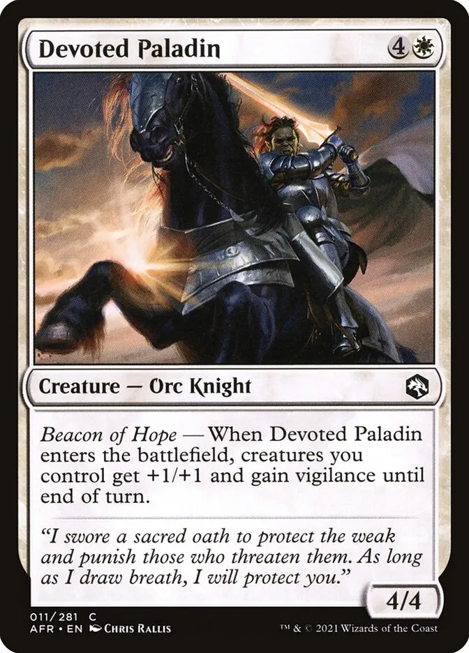 2021 Adventures in the Forgotten Realms Devoted Paladin common #11 common card image