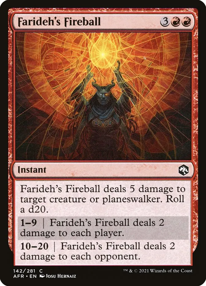 2021 Adventures in the Forgotten Realms Farideh's Fireball #142 common card image