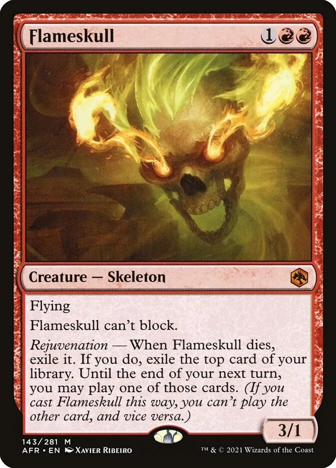 2021 Adventures in the Forgotten Realms Flameskull #143 mythic card image