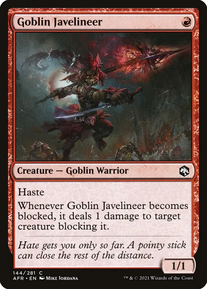 2021 Adventures in the Forgotten Realms Goblin Javelineer common #144 common card image