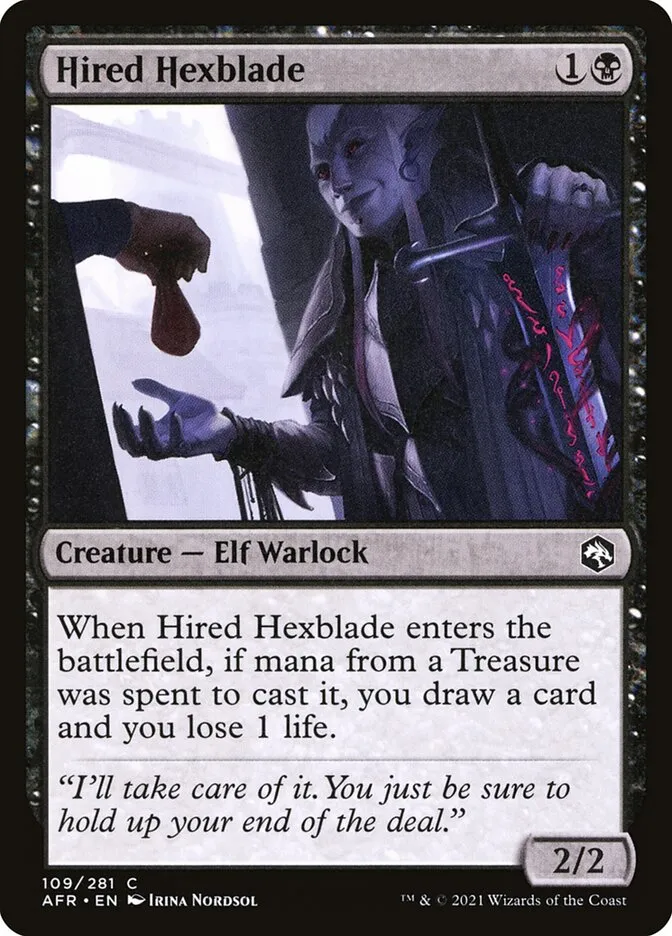 2021 Adventures in the Forgotten Realms Hired Hexblade common #109 common card image