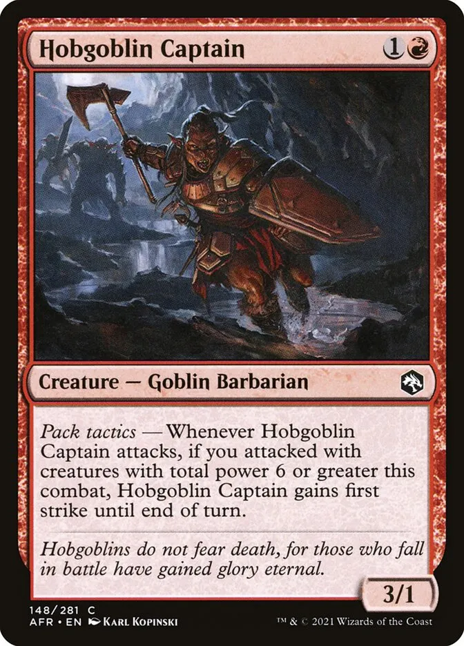 2021 Adventures in the Forgotten Realms Hobgoblin Captain #148 common card image
