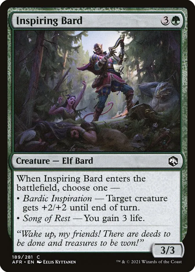 2021 Adventures in the Forgotten Realms Inspiring Bard common #189 common card image