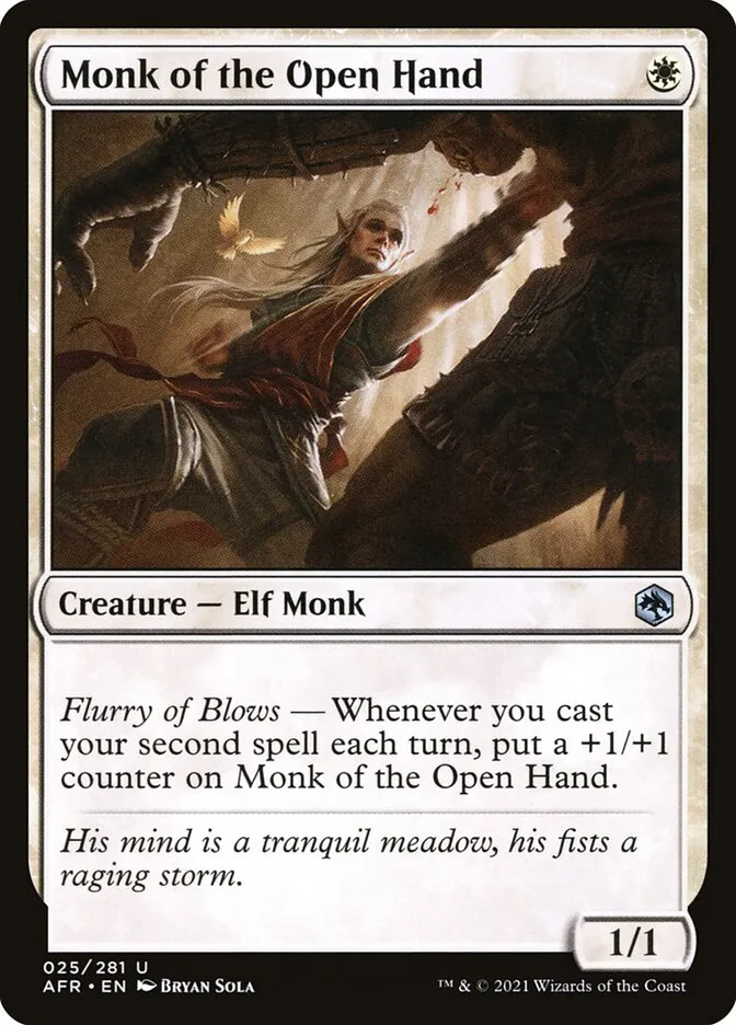 2021 Adventures in the Forgotten Realms Monk of the Open Hand uncommon #25 uncommon card image