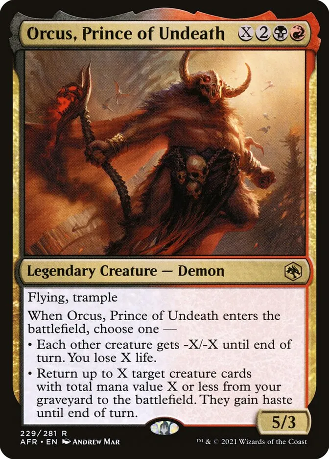 2021 Adventures in the Forgotten Realms Orcus, Prince of Undeath #229 rare card image