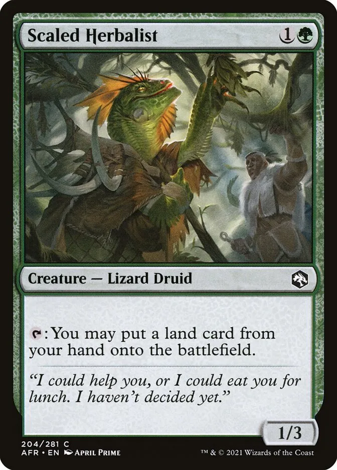 2021 Adventures in the Forgotten Realms Scaled Herbalist common #204 common card image