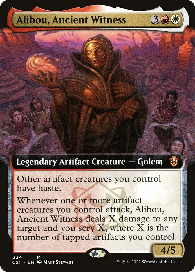 2021 Commander 2021 Alibou, Ancient Witness [Extended Art] mythic #334 mythic card image