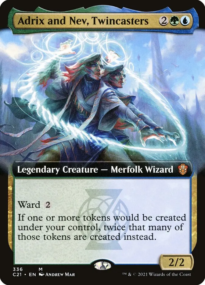 2021 Commander 2021 Adrix and Nev, Twincasters [Extended Art] mythic #336 mythic card image