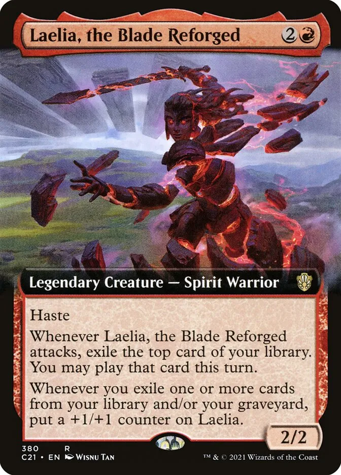 2021 Commander 2021 Laelia, the Blade Reforged [Extended Art] rare #380 rare card image