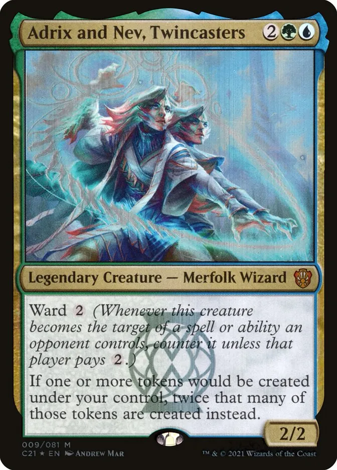 2021 Commander 2021 Adrix and Nev, Twincasters [Foil] mythic #9 mythic card image