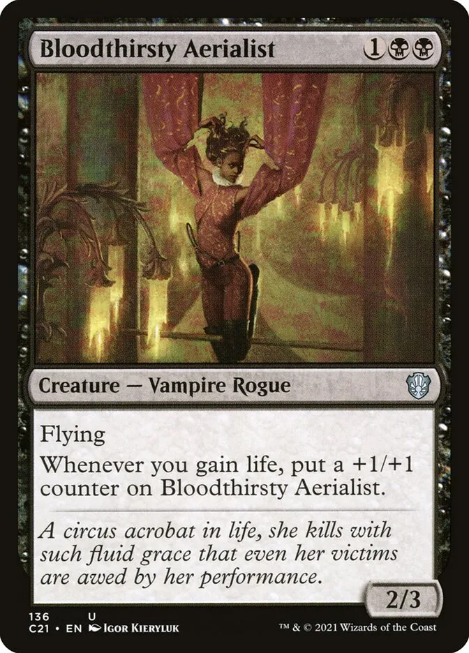 2021 Commander 2021 Bloodthirsty Aerialist #136 uncommon card image