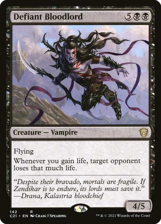 2021 Commander 2021 Defiant Bloodlord #142 rare card image