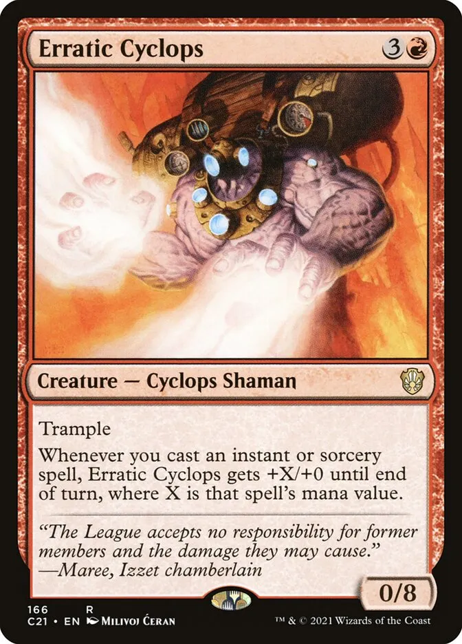 2021 Commander 2021 Erratic Cyclops rare #166 rare card image