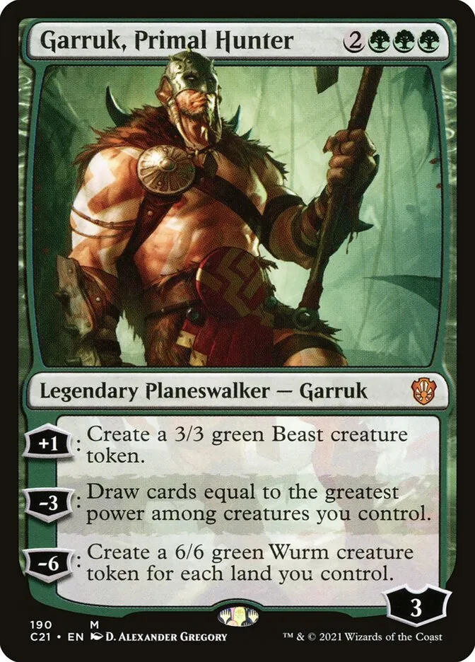 2021 Commander 2021 Garruk, Primal Hunter mythic #190 mythic card image
