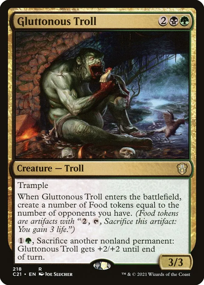 2021 Commander 2021 Gluttonous Troll rare #218 rare card image