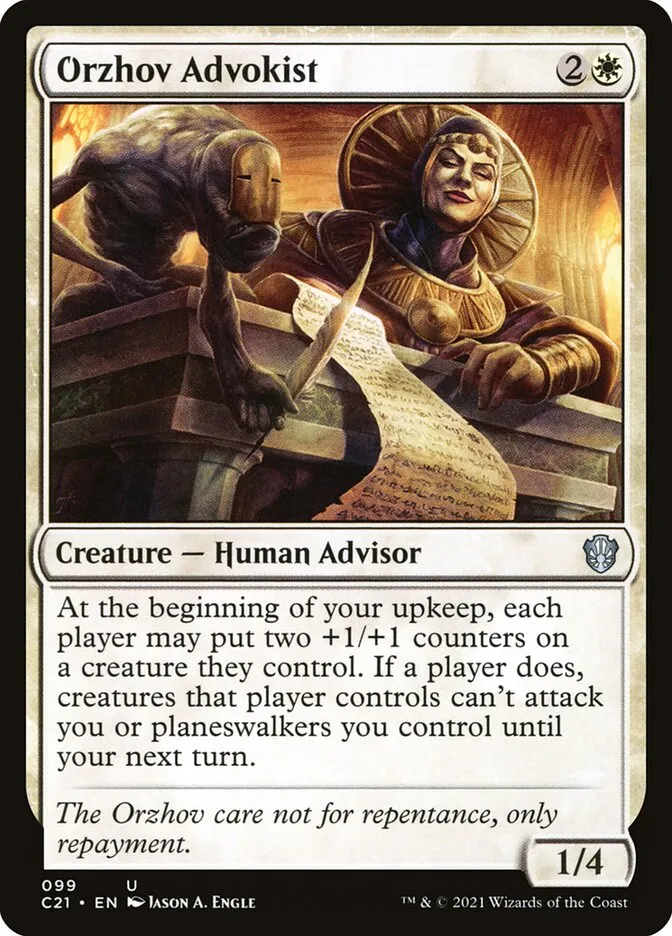 2021 Commander 2021 Orzhov Advokist #99 uncommon card image