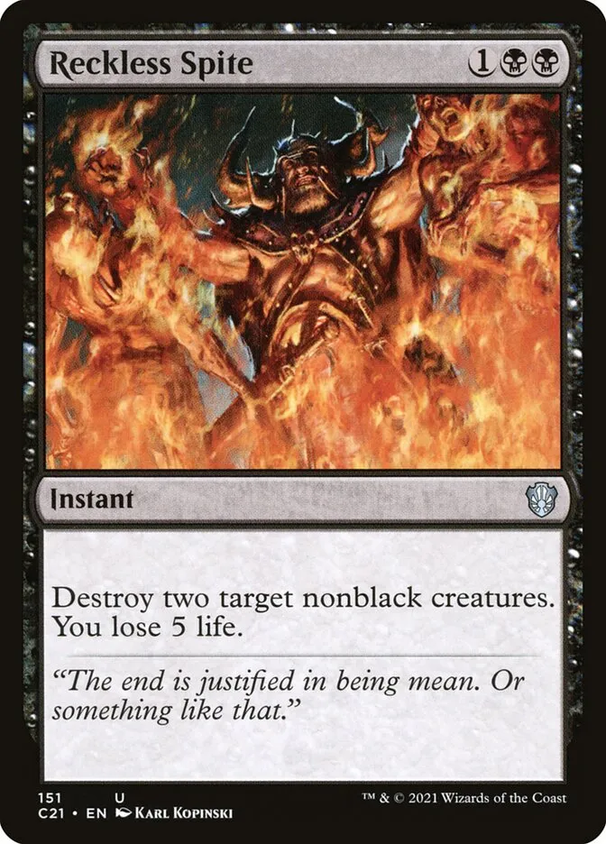 2021 Commander 2021 Reckless Spite uncommon #151 uncommon card image