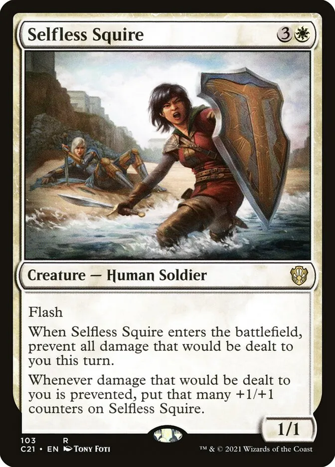 2021 Commander 2021 Selfless Squire rare #103 rare card image