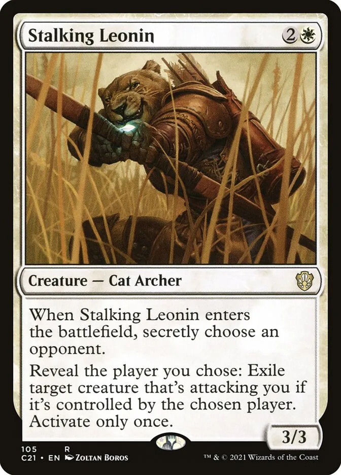 2021 Commander 2021 Stalking Leonin rare #105 rare card image