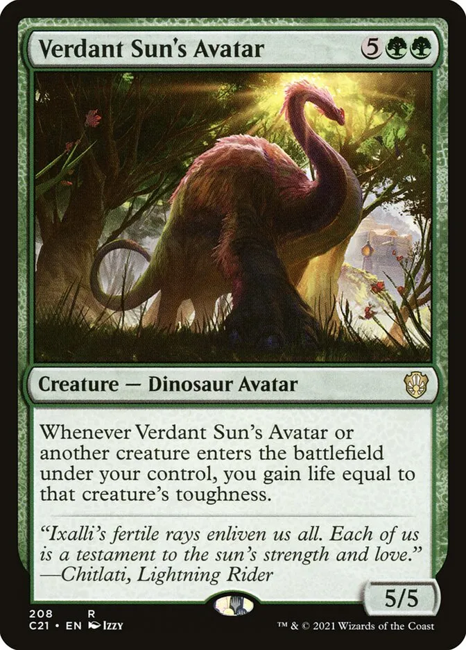 2021 Commander 2021 Verdant Sun's Avatar #208 rare card image