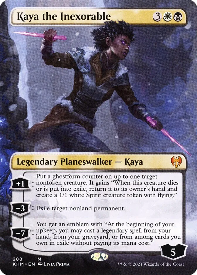 2021 Kaldheim Kaya the Inexorable [Borderless Foil] mythic #288 mythic card image