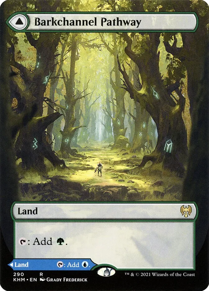 2021 Kaldheim Barkchannel Pathway // Tidechannel Pathway rare #290 rare card image