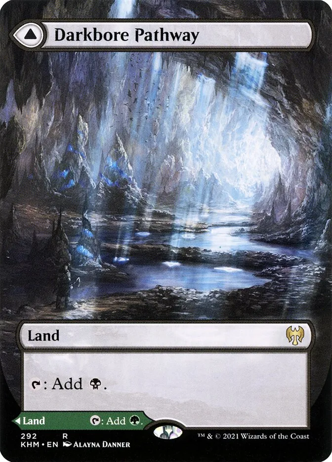 2021 Kaldheim Darkbore Pathway // Slitherbore Pathway [Borderless Foil] rare #292 rare card image