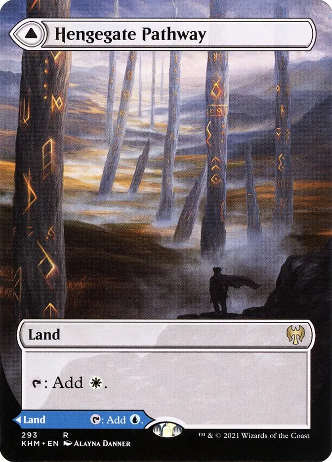 2021 Kaldheim Hengegate Pathway // Mistgate Pathway [Borderless Foil] rare #293 rare card image