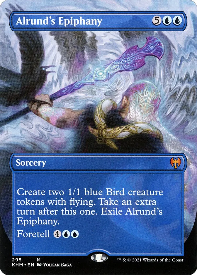 2021 Kaldheim Alrund's Epiphany [Borderless Foil] mythic #295 mythic card image