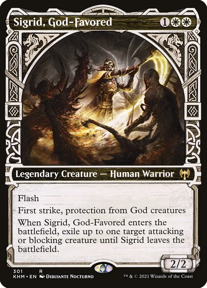 2021 Kaldheim Sigrid, God-Favored [Showcase] rare #301 rare card image