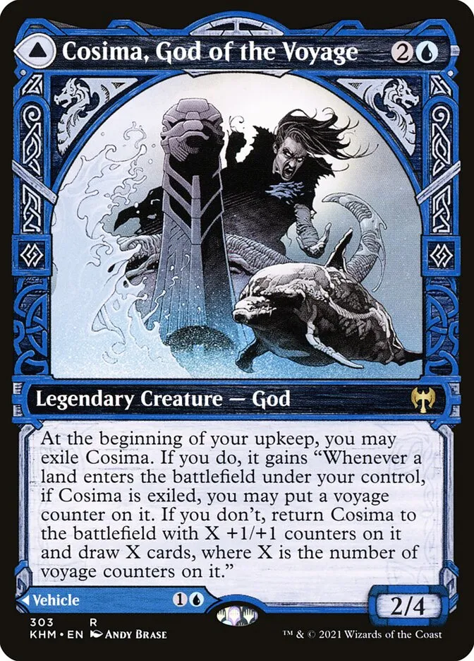 2021 Kaldheim Cosima, God of the Voyage // The Omenkeel [Showcase] rare #303 rare card image