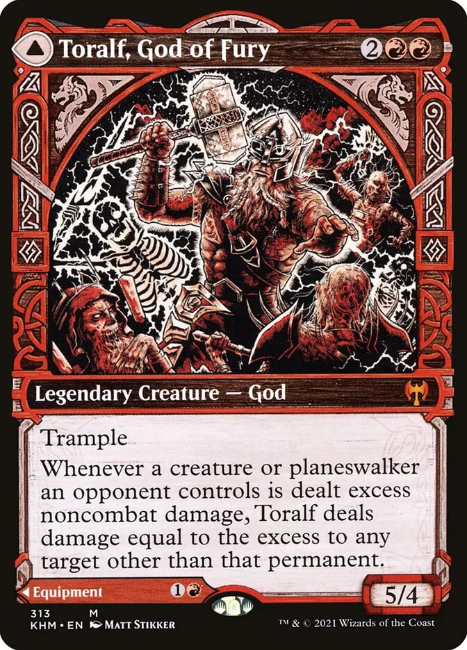 2021 Kaldheim Toralf, God of Fury // Toralf's Hammer [Showcase] mythic #313 mythic card image