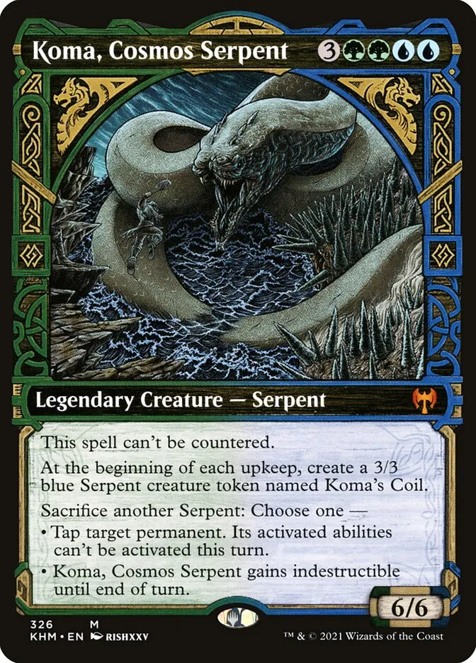 2021 Kaldheim Koma, Cosmos Serpent [Showcase] mythic #326 mythic card image