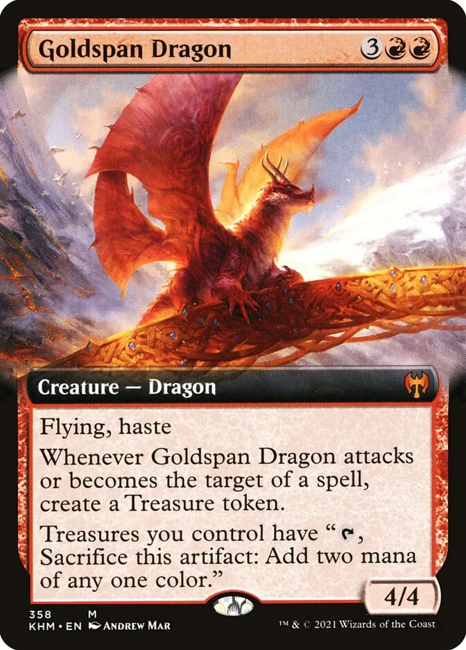 2021 Kaldheim Goldspan Dragon mythic #358 mythic card image