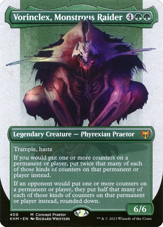 2021 Kaldheim Vorinclex, Monstrous Raider [Borderless] mythic #406 mythic card image