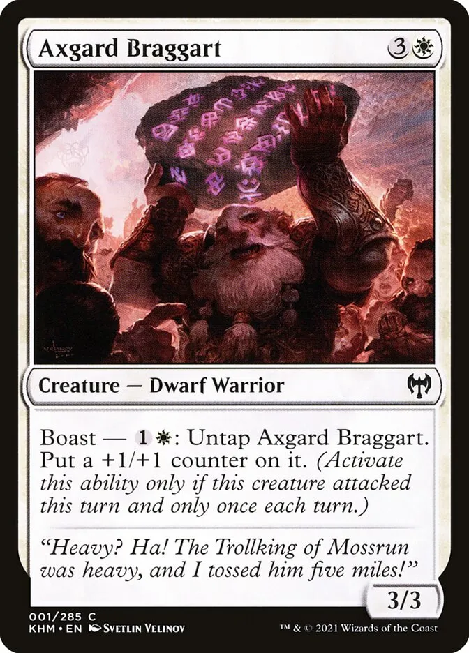 2021 Kaldheim Axgard Braggart common #1 common card image