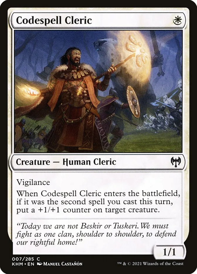 2021 Kaldheim Codespell Cleric [Foil] common #7 common card image