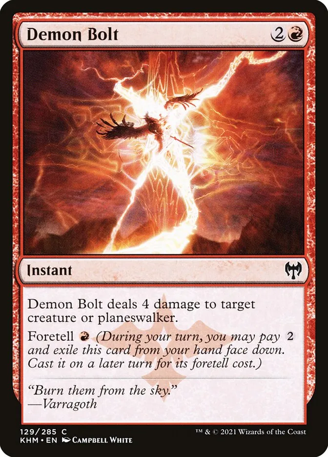 2021 Kaldheim Demon Bolt #129 common card image