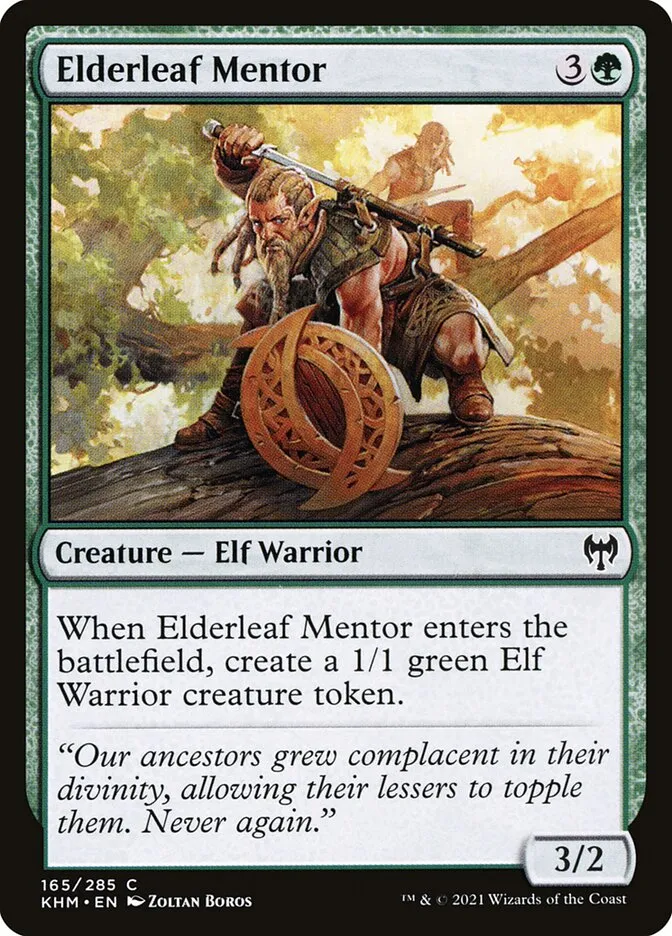 2021 Kaldheim Elderleaf Mentor common #165 common card image