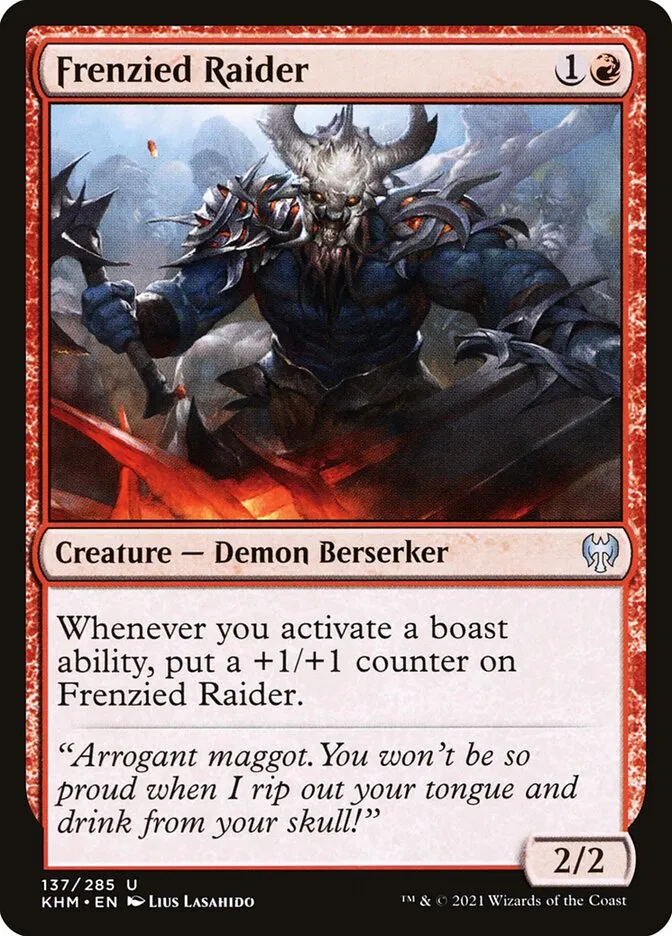 2021 Kaldheim Frenzied Raider #137 uncommon card image