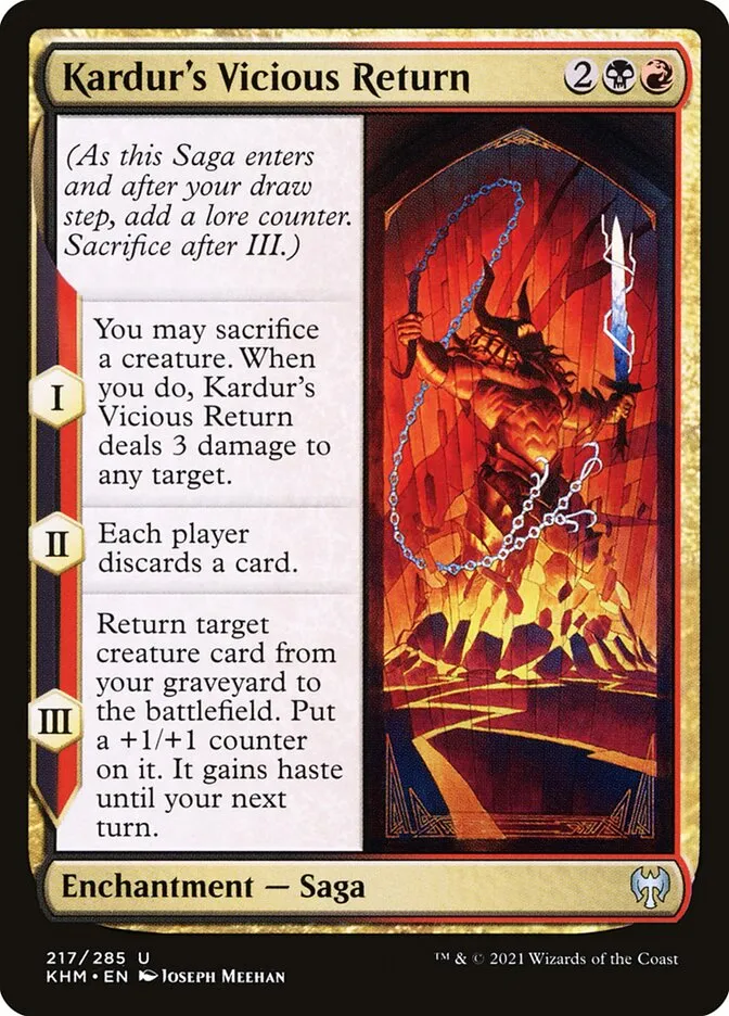 2021 Kaldheim Kardur's Vicious Return #217 uncommon card image