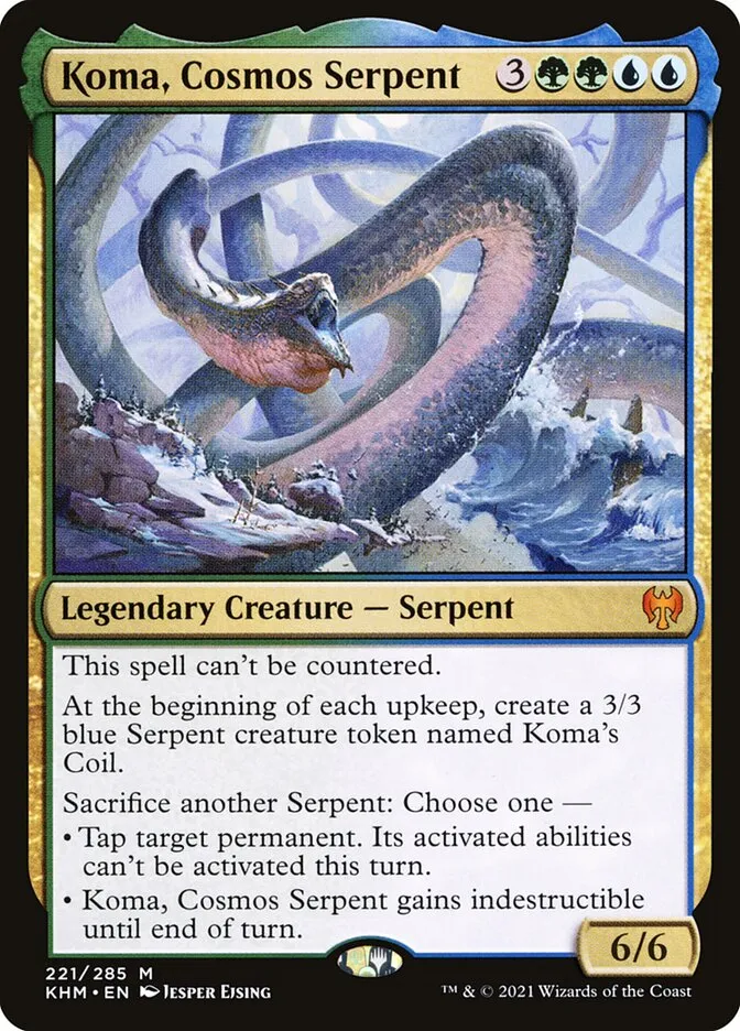 2021 Kaldheim Koma, Cosmos Serpent [Prerelease] mythic #221 mythic card image