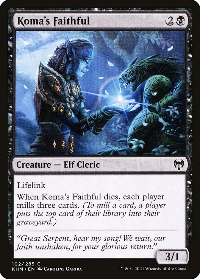 2021 Kaldheim Koma's Faithful common #102 common card image