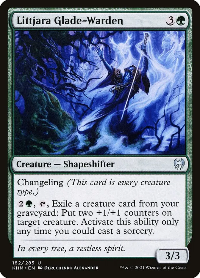 2021 Kaldheim Littjara Glade-Warden #182 uncommon card image
