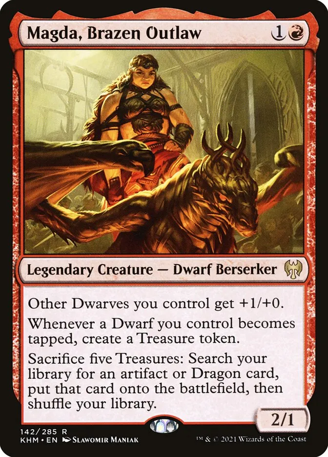 2021 Kaldheim Magda, Brazen Outlaw #142 rare card image