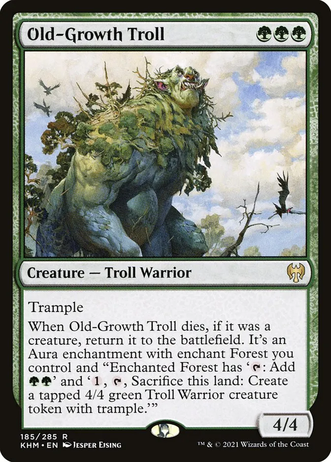 2021 Kaldheim Old-Growth Troll #185 rare card image